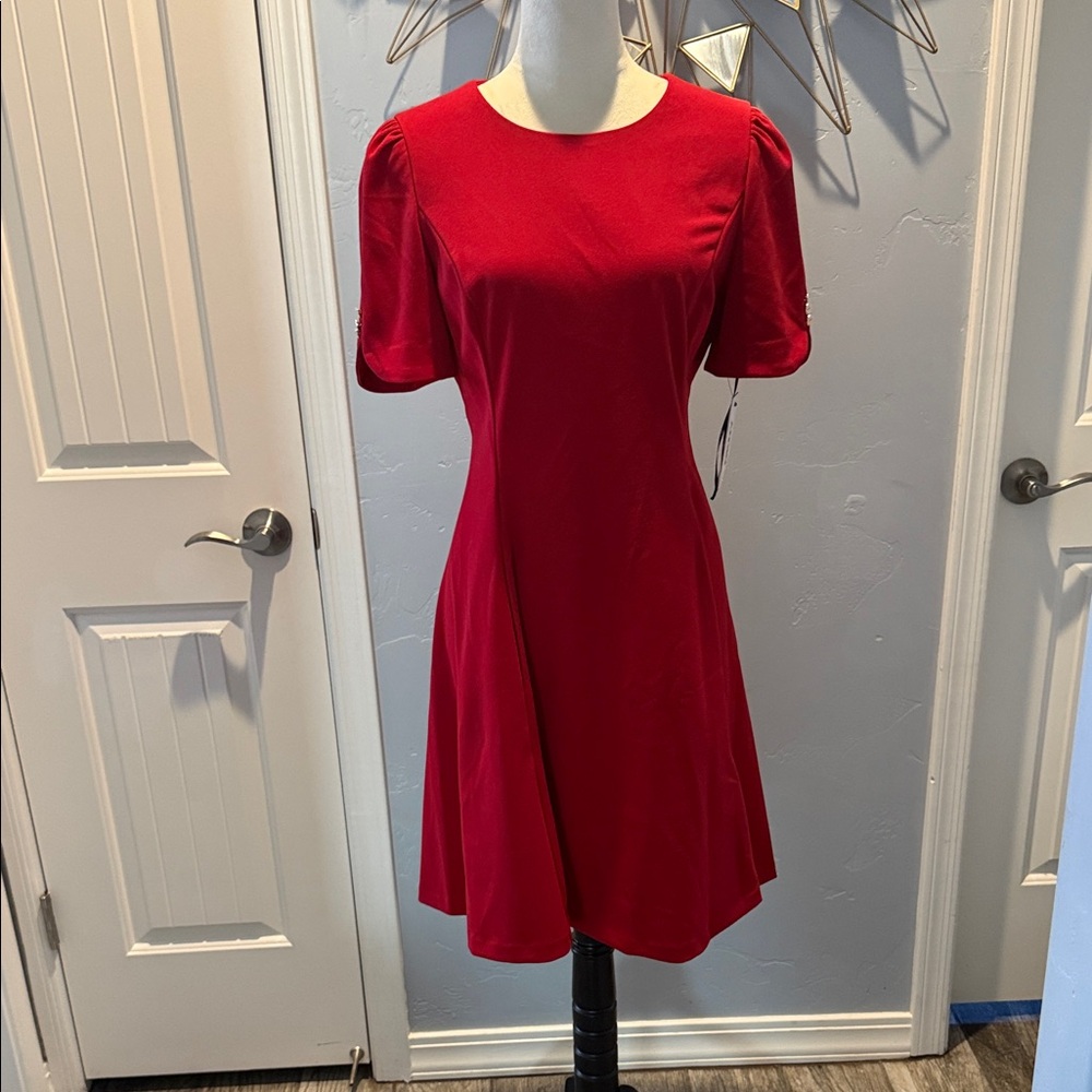 DKNY Red Knee length Dress. Sz 8